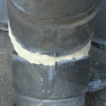 ユニボンドで補修された排水管。
